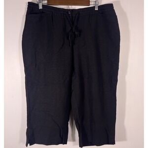 Lane Bryant Jeans Womens Sz 16 Black Capris Slitted Light Breathable, Fits 37x20